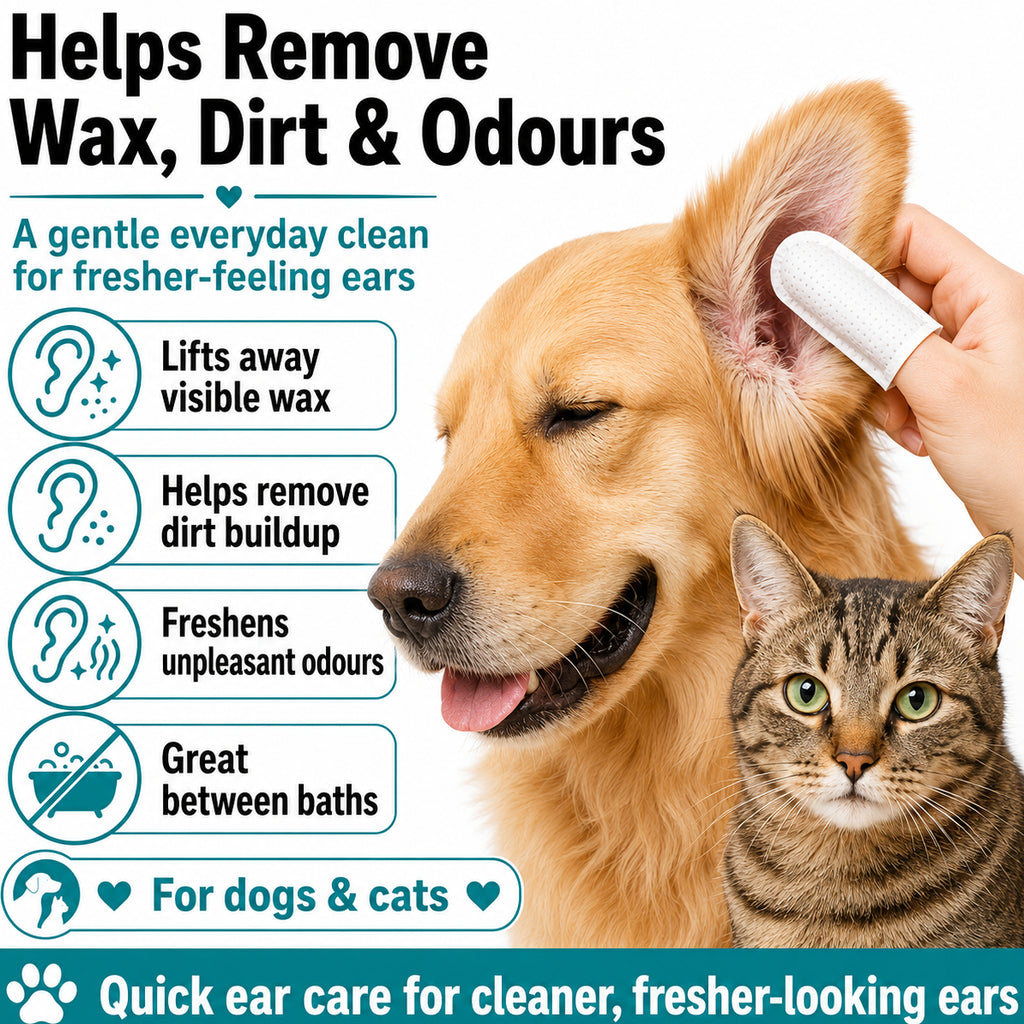 Hamiltons Pet Ear Cleaning Finger Wipes for Dogs & Cats – 100 Pre-Moistened Ear Cleaning Pads
