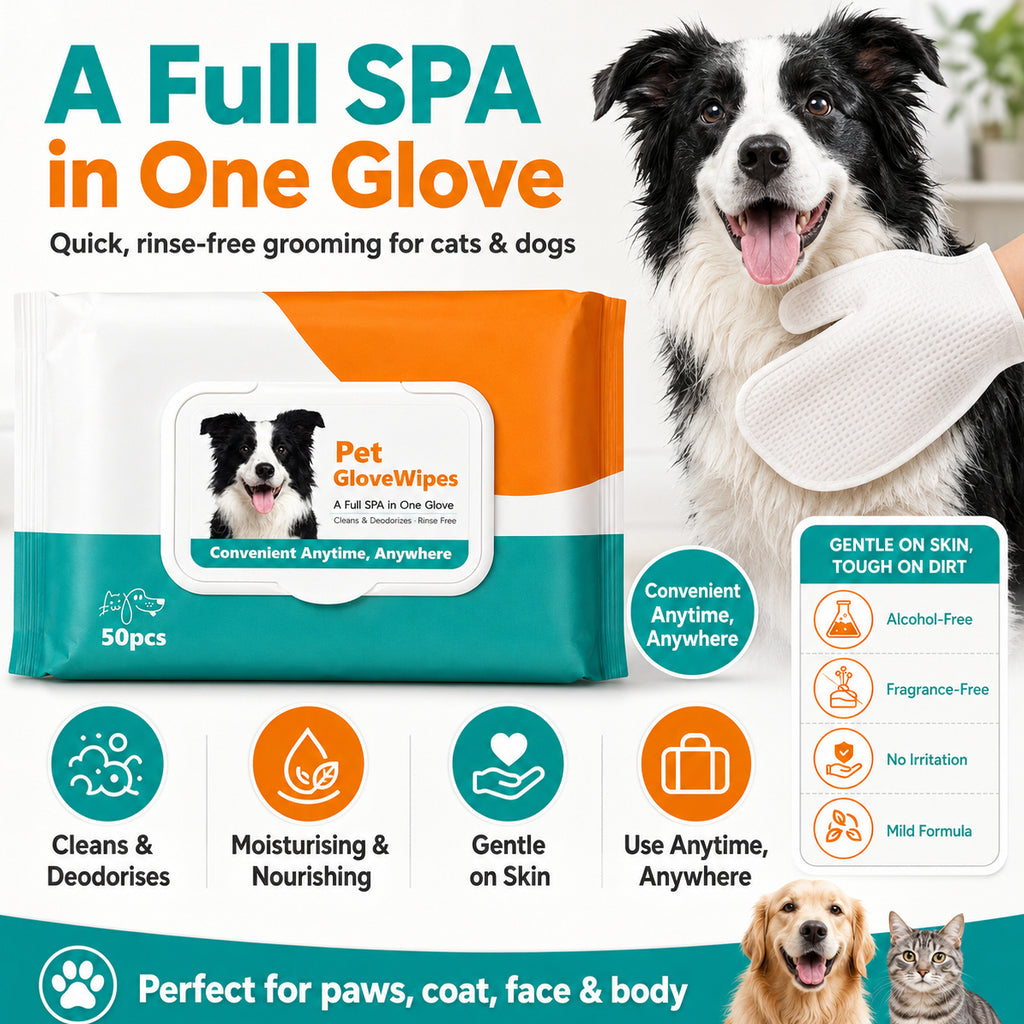 Hamiltons Pet Glove Wipes for Dogs & Cats – 50 Moisturising Grooming Wipes with Jojoba Oil, Honey & Shea Butter