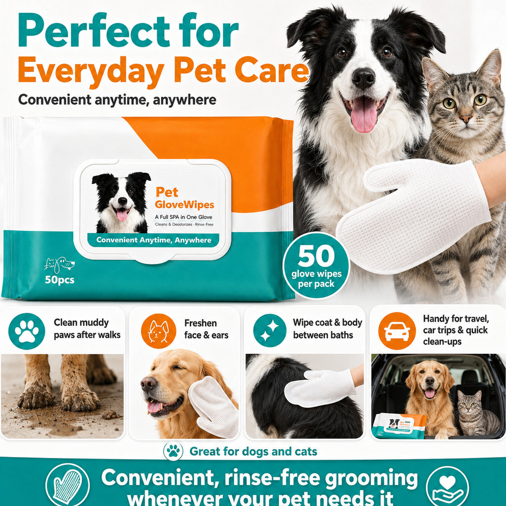 Hamiltons Pet Glove Wipes for Dogs & Cats – 50 Moisturising Grooming Wipes with Jojoba Oil, Honey & Shea Butter
